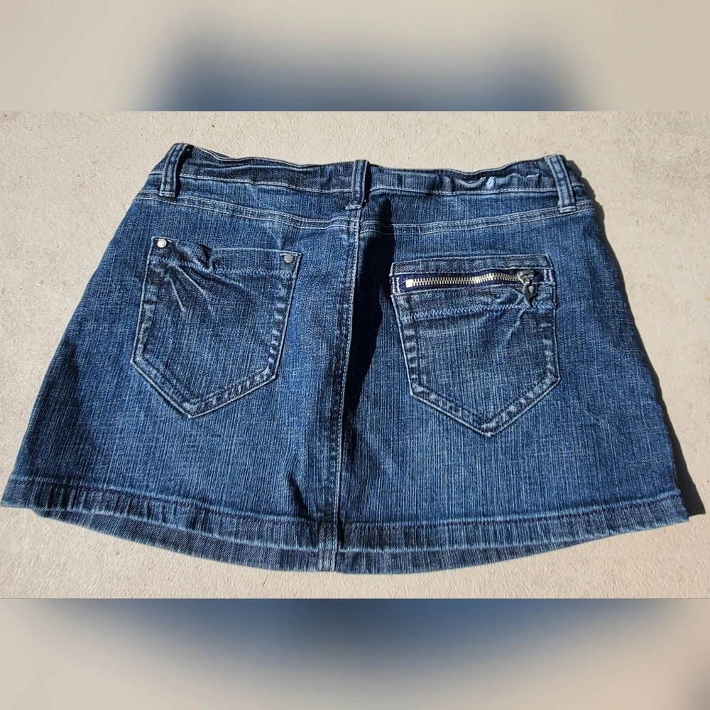Star Zippered DENIMN Mini Skirt size Large Y2K Fashion - Picture 4 of 8
